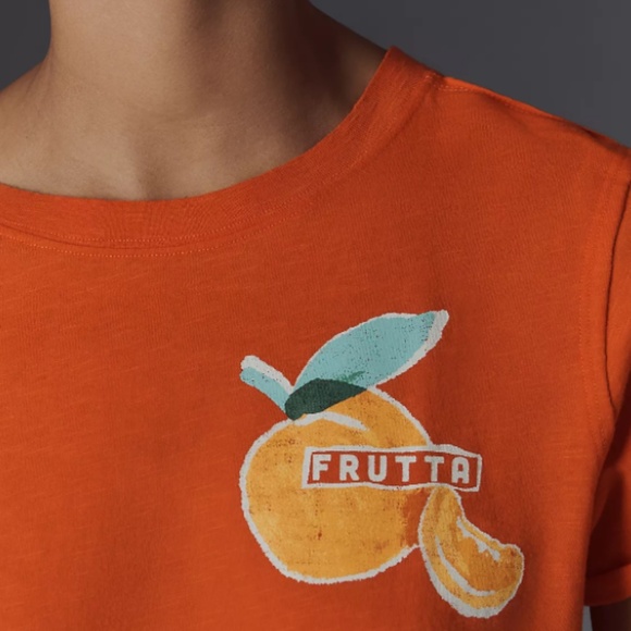 Anthro Cheerful Orange Fruit Tee Size M - Picture 3 of 10